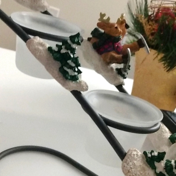 Vintage Sledding Santa Candle Holders Christmas Decor with Cute Reindeers 10x14" - Picture 10 of 10